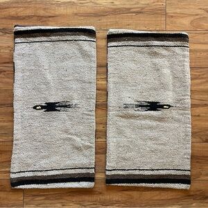 Handwoven Southwestern Saltillo-Style  Pair in Natural and Black Pillow Cover